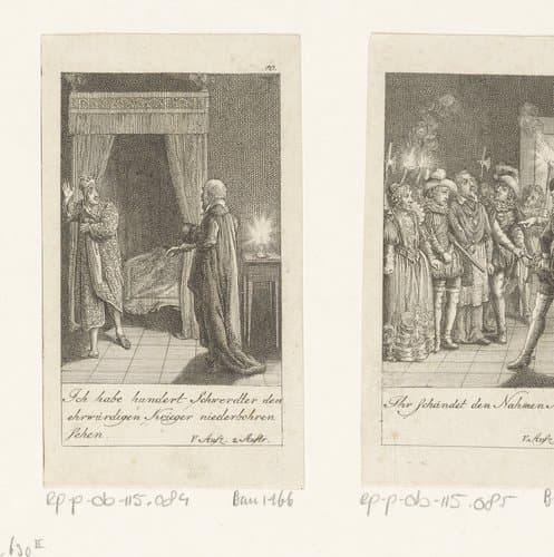 Michel l'Hopital vertelt Hendrik van Navarra over de moord op Coligny by Daniel Nikolaus Chodowiecki