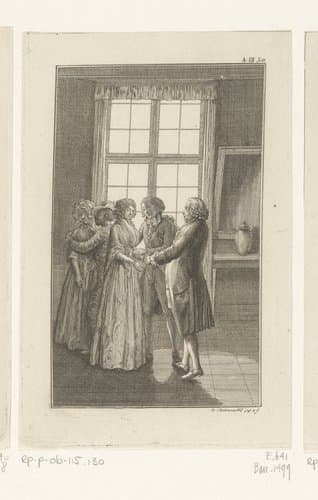 Leander verlooft zich met Agnete by Daniel Nikolaus Chodowiecki