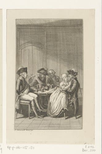 Vier officieren in de herberg by Daniel Nikolaus Chodowiecki