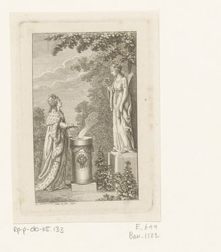 Germania offert bloemen aan een standbeeld van Flora by Daniel Nikolaus Chodowiecki