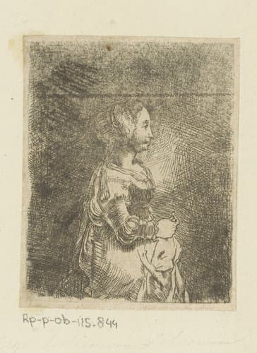 Vrouw met ring in de hand by Christian Wilhelm Ernst Dietrich
