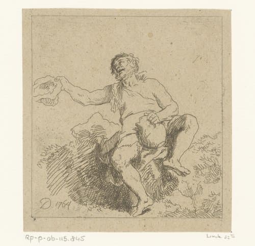 Bedelaar met kruik in de hand