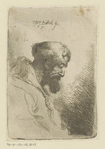 Neerkijkende franciscaan by Christian Wilhelm Ernst Dietrich
