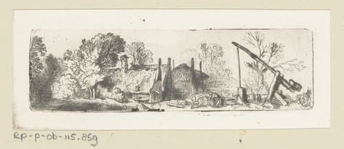 Landschap met put en boerderij by Christian Wilhelm Ernst Dietrich