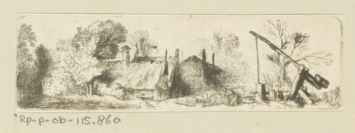 Landschap met put en boerderij by Christian Wilhelm Ernst Dietrich