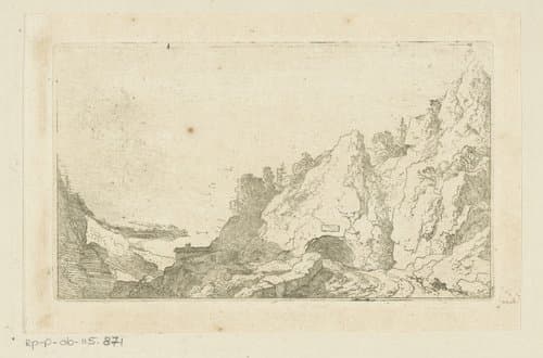 Landschap met tunnel door een rotspartij by Christian Wilhelm Ernst Dietrich