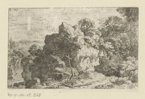 Landschap met kluizenaarswoning by Christian Wilhelm Ernst Dietrich