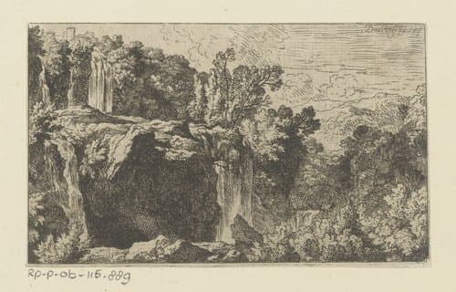 Arcadisch landschap met waterval by Christian Wilhelm Ernst Dietrich