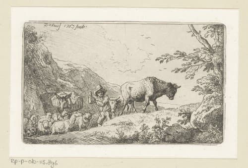 Berglandschap met een herder en zijn kudde