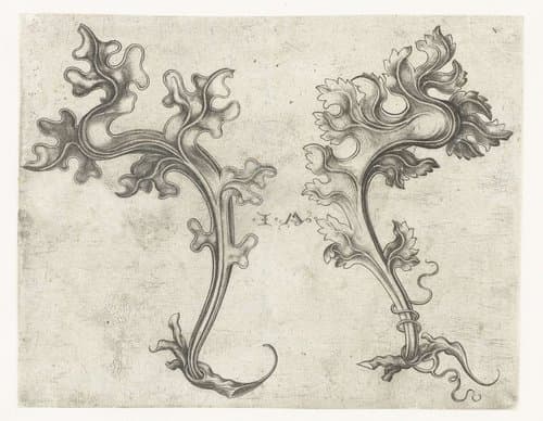 Twee bladmotieven by Israhel van Meckenem