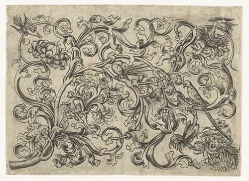 Ranken met vogels by Israhel van Meckenem