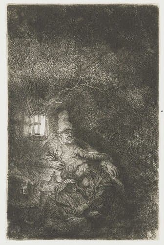 The rest on the flight into Egypt: a night piece by Rembrandt van Rijn