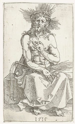 Christus als Man van Smarten, zittend by Albrecht Dürer