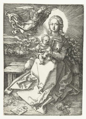 Maria met kind gekroond door een engel by Albrecht Dürer