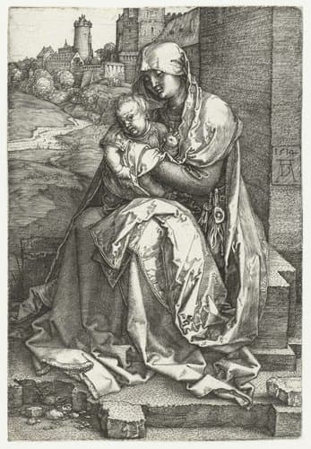 Maria met kind bij een muur by Albrecht Dürer