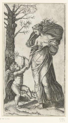Verzoening van Minerva en Amor by Marcantonio Raimondi