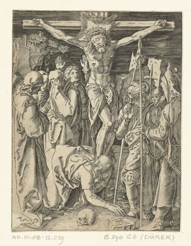 Christus aan het kruis met omstanders by anonymous
