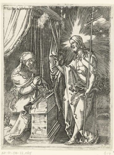 Christus verschijnt aan Maria by Marcantonio Raimondi