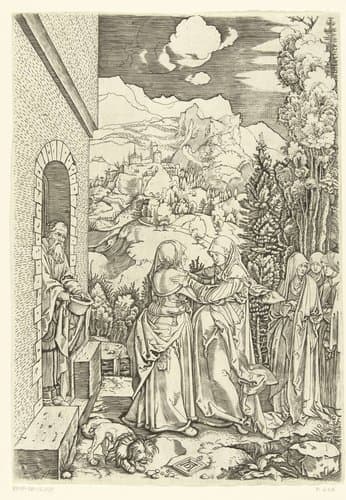 Visitatie van Maria bij Elisabet by Marcantonio Raimondi