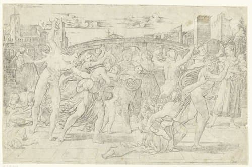 Kindermoord te Betlehem by Marcantonio Raimondi