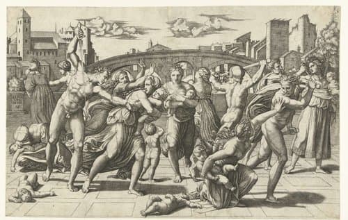 Kindermoord te Betlehem by Marco Dente; Marcantonio Raimondi