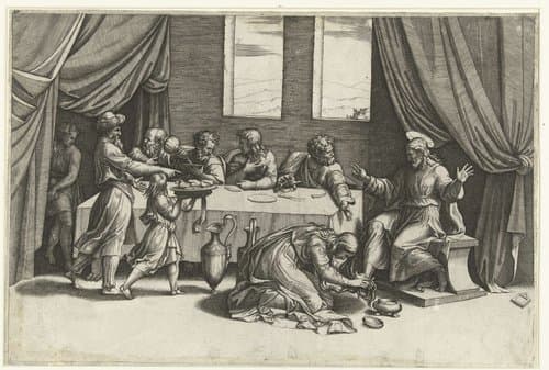 Christus in huis van Simon de Farizeeër by Marcantonio Raimondi