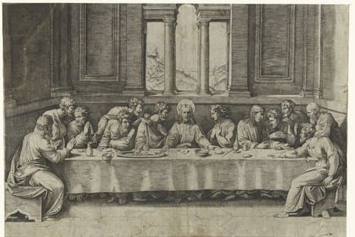 Laatste avondmaal by Marcantonio Raimondi