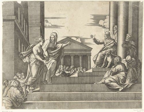 Marta leidt Maria Magdalena naar Christus by anonymous