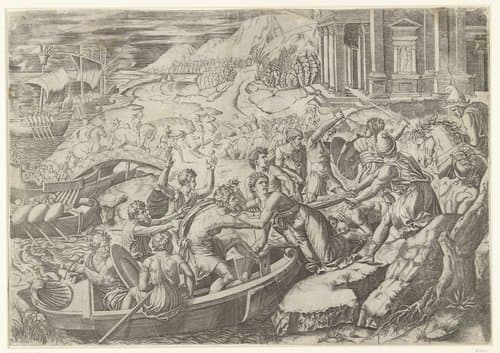 Ontvoering van Helena van Troje door Paris by Marcantonio Raimondi