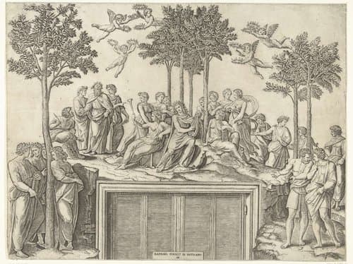 Apollo en muzen op berg Parnassus by anonymous