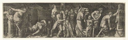 Bacchanal with a Drunken Bacchus by Marcantonio Raimondi