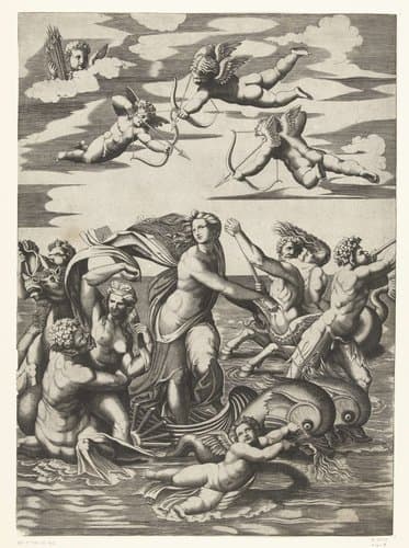 Triomf van Galatea met tritons en nereïden en putti by anonymous