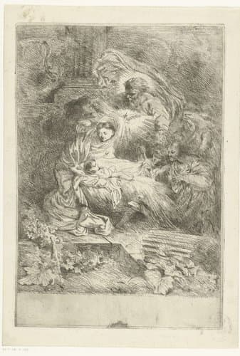 God de Vader bij Maria met kind by Giovanni Benedetto Castiglione