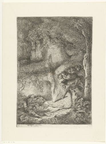 Ontdekking van de lichamen van Petrus en Paulus by Giovanni Benedetto Castiglione