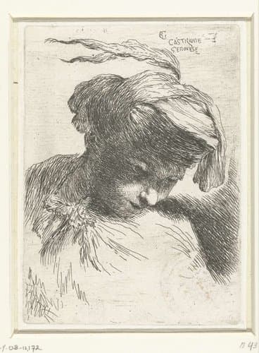 Hoofd van een jonge man met tulband by Giovanni Benedetto Castiglione