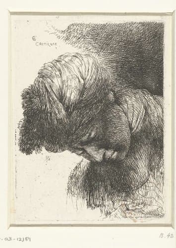 Hoofd van een jonge man met tulband by Giovanni Benedetto Castiglione