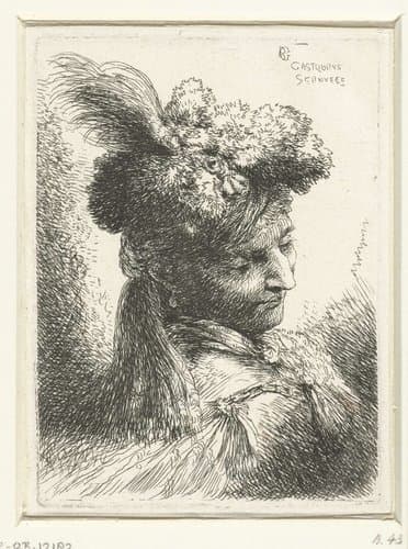 Hoofd van een jongeman met een oorbel by Giovanni Benedetto Castiglione