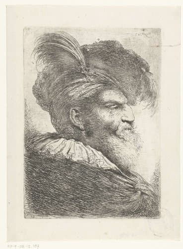 Grote studie van hoofden met oosterse hoofddeksels by Giovanni Benedetto Castiglione