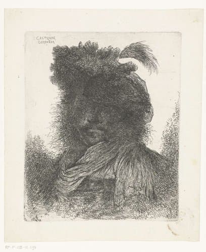 Grote studie van hoofden met oosterse hoofddeksels by Giovanni Benedetto Castiglione