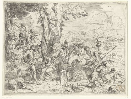 Laban doorzoekt de bezittingen van Jakob en Rachel by Giovanni Benedetto Castiglione