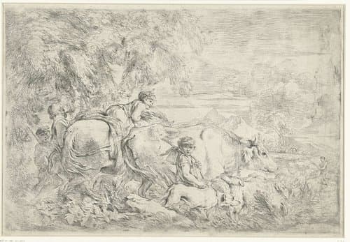 Herders met hun kudde by Giovanni Benedetto Castiglione