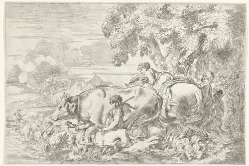 Herders met hun kudde by anonymous