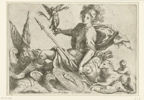 Minerva als beschermer van Rome by Jacopo Palma (il Giovane)