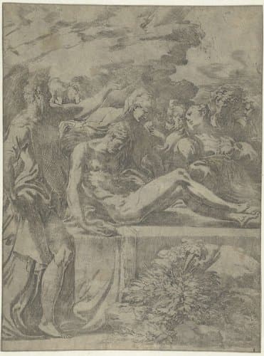 De graflegging van Christus by Parmigianino