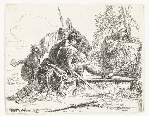 Twee soldaten en twee vrouwen by Giovanni Battista Tiepolo
