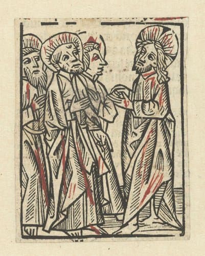 Christus met drie discipelen by anonymous