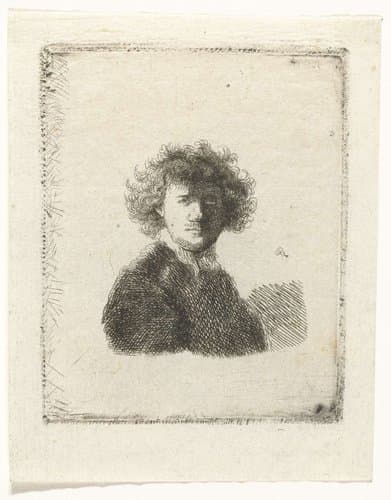 Zelfportret met krullend haar en witte kraag by Ignace-Joseph de Claussin
