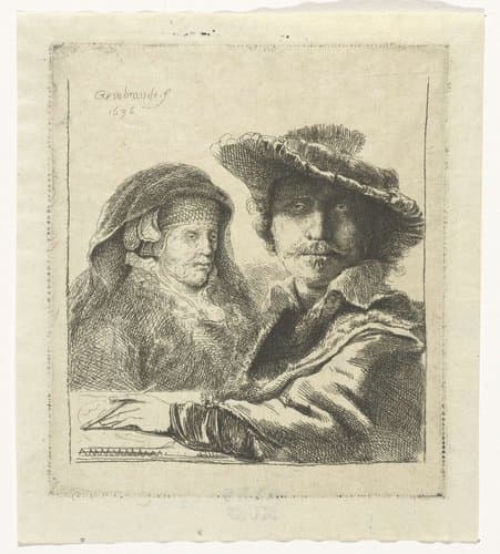 Zelfportret met de moeder van de kunstenaar by Ignace-Joseph de Claussin