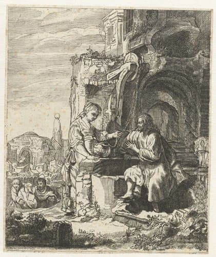 Christ and the woman of Samaria among ruins by anonymous
