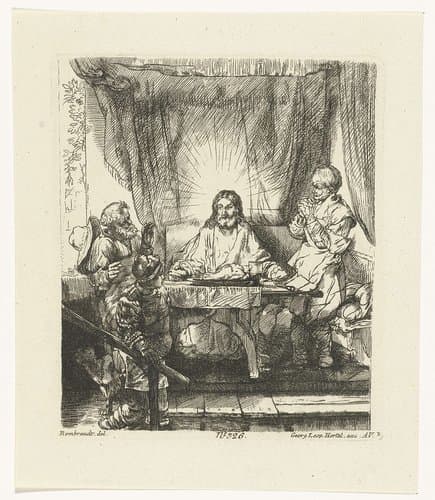 Maaltijd in Emmaüs: grote plaat by anonymous; Georg Leopold Hertel
